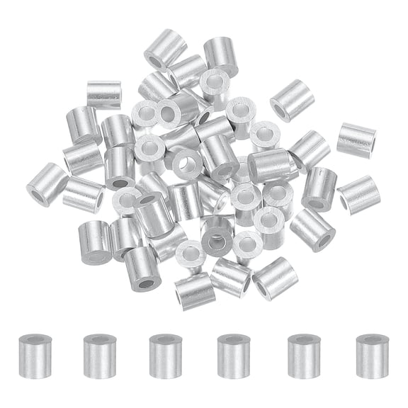 50Pcs 5/64" Aluminum Crimping Loop Sleeve for Wire Rope and Cable, Round