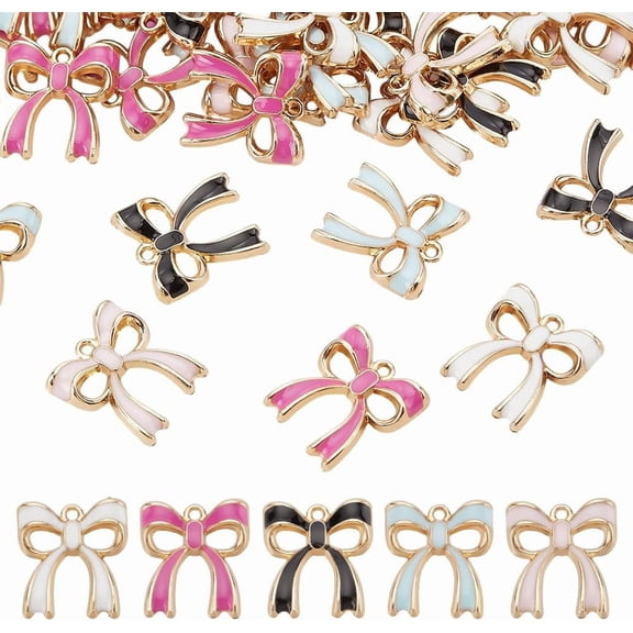 50Pcs 5 Colors Charms 19.5mm Alloy Enamel Dangle Charm Kawaii Mini Tie Pendant Charms