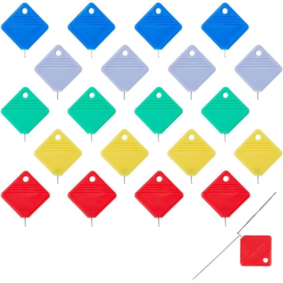 50Pcs 5 Colors Plastic Sewing Needle Devices Thread Guide Tool Rhombus Threader Mixed Color 30.5x26.5x2.5mm Hole: 2.5mm 10pcs/color Craft Supplies