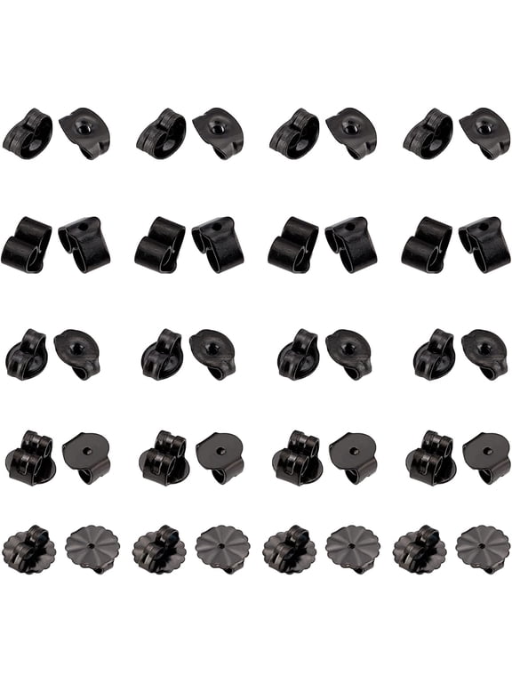 50Pcs 5 Style 304 Stainless Steel Ear Nuts Butterfly Earring Backs for Post Earrings Electrophoresis Black 5~10.5x4.5~10.5x3~4.5mm Craft Supplies