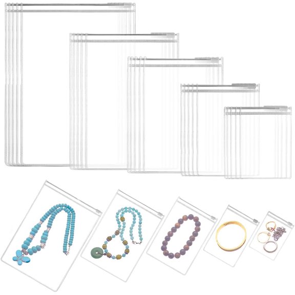 50Pcs 5 Styles PVC Pack Zipper Lock Bags Clear Jewelry Dust Proof Bag Clarity Prevention