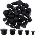 thumbnail image 1 of 50Pcs 5 Styles Silicone Hole Plugs Snap in Hole Plugs Post Pipe Insert End Caps for Furniture Fencing Round Black 9~18x8.5~12.5mm 10pcs/style, 1 of 7