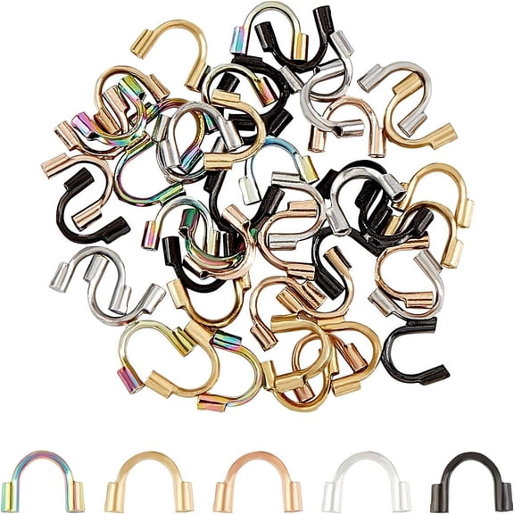 50Pcs 5 colors 316 Surgical Stainless Steel Wire Guardian Mixed Color 7x5x1.5mm Hole: 0.7mm 10pcs/color DIY