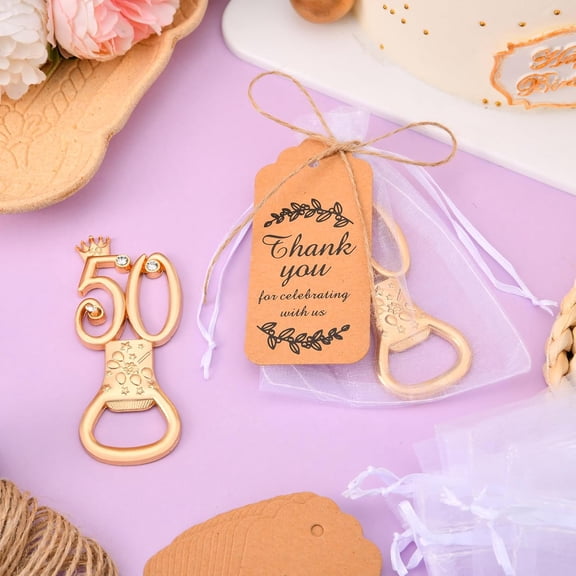 50Pcs 50th Birthday Bottle Opener Set, 50th Golden Bottle Openers Birthday Personalized Party Favors 50th Wedding Anniversaries Souvenirs Favors for Guests Gifts Decorations(50th)