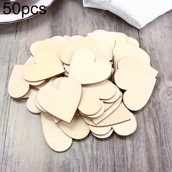 50Pcs 60mm Blank Wooden Love Heart Slices Plates DIY Wedding Crafts Ornaments
