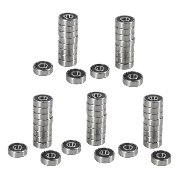 50Pcs 628RS 8mmx24mmx8mm Double Sealed Miniature Deep Groove Ball Bearing,50 pcs x Deep Groove Ball Bearing,Silver