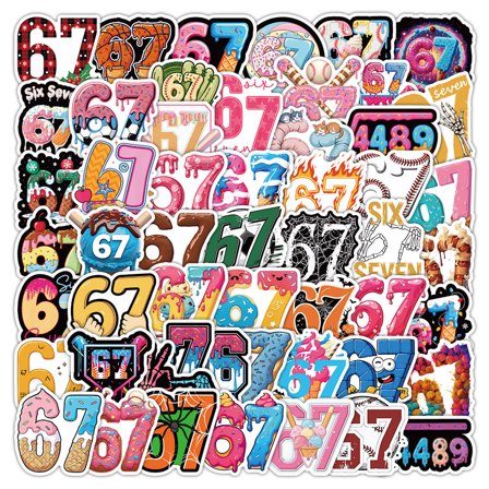 50Pcs 67 Stickers Six Seven Meme Sticker Waterproof Decals for Laptop Phone Water Bottle Luggage Trendy Decor Stickers for Teens Adults Holiday Presents