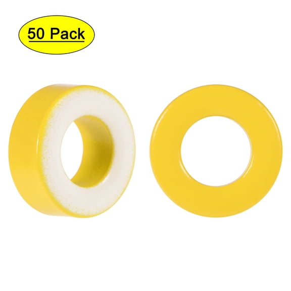50Pcs 8.2 x 15.5 x 6.2mm Ferrite Ring Iron Powder Toroid Cores Yellow White