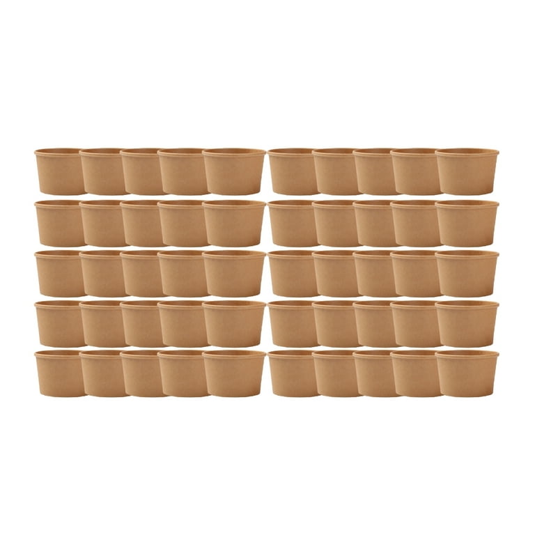 50Pcs 8 Ounce Kraft Paper Soup Cup Disposable Meal Prep Containers Food  Packaging Takeout Bowl without Lids