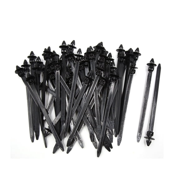 50Pcs 8 x 175mm Plastic Push Mount Loop Cable Ties Zip Wire Fastener