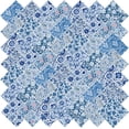 50Pcs 8x8 Inch Cotton Fabric Squares Blue Floral Precut Quilting ...