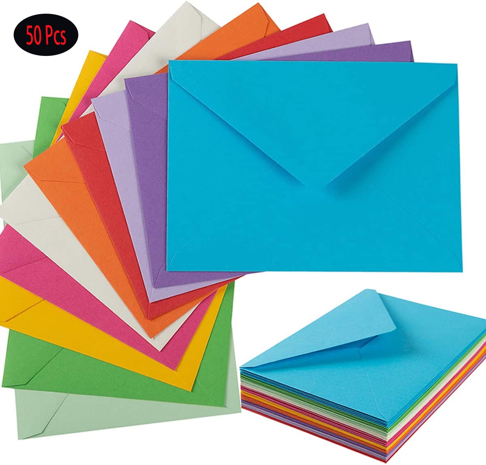 Cards and Envelopes, assorted colours, card size 15x15 cm, envelope size  16x16 cm, 50 set/ 1 pack [HOB-23108] - Packlinq