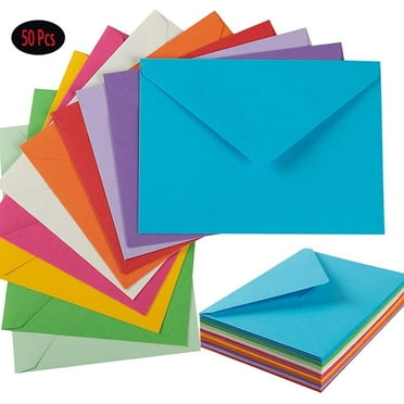 50Pcs A7 (5x7in)Colorful Envelopes V Flap Invitation Envelopes for Cards, Party, Weddings, Graduations(Multicolor)