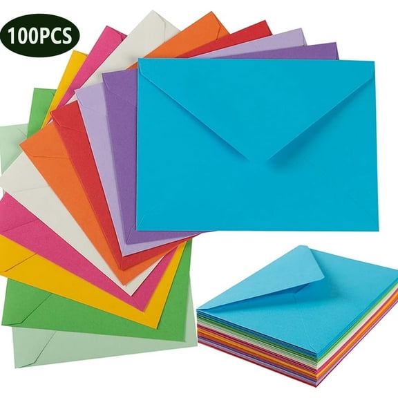 100Pcs A7 (5x7in)Colorful Envelopes V Flap Invitation Envelopes for Cards, Party, Weddings, Graduations(Multicolor)