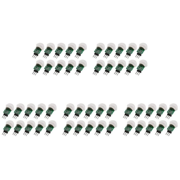 50Pcs AM312 Mini Human Sensor Module IR Pyroelectric Infrared PIR Motion Sensor Detector Modules DC 2.7V to 12V,50 x PIR module,Green