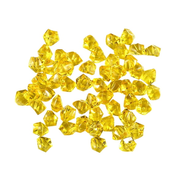 50Pcs Acrylic Fake Crushed Ice Rocks, Transparent Artificial Gem Stones, Decorative Plastic Crystal Beads for Vase Filler, Aquarium, Diy Crafts, Party Table Decor(Yellow 3)