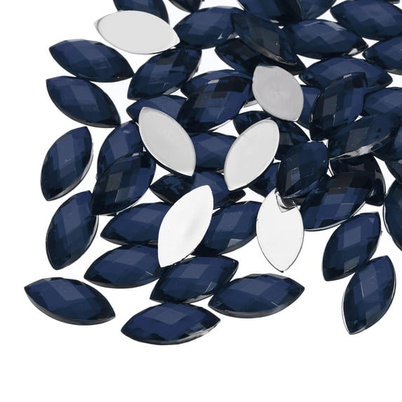 50Pcs Acrylic Horse Eye Gems 7x15mm Flat Back Artificial Rhinestones for DIY Crafts Bead Wedding Party Deep Gray