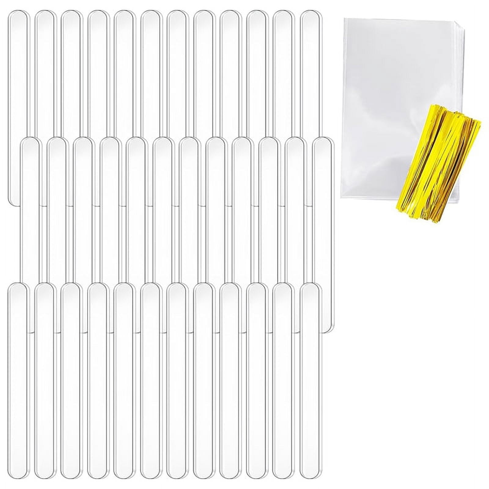 50Pcs Acrylic Cakesicle Sticks and Wrappers Set,Reusable Ice Cream ...