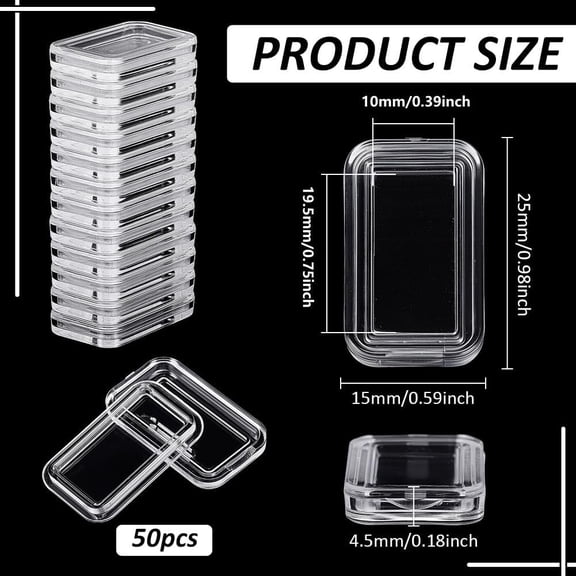 50Pcs Acrylic Silver Bar Case with Lids, Rectangle Clear Bullion Storage Box Plastic Capsule Storage Container Fit for Silver Bar(1.95x1cm/0.75x0.39inch Inner Diameter)$$