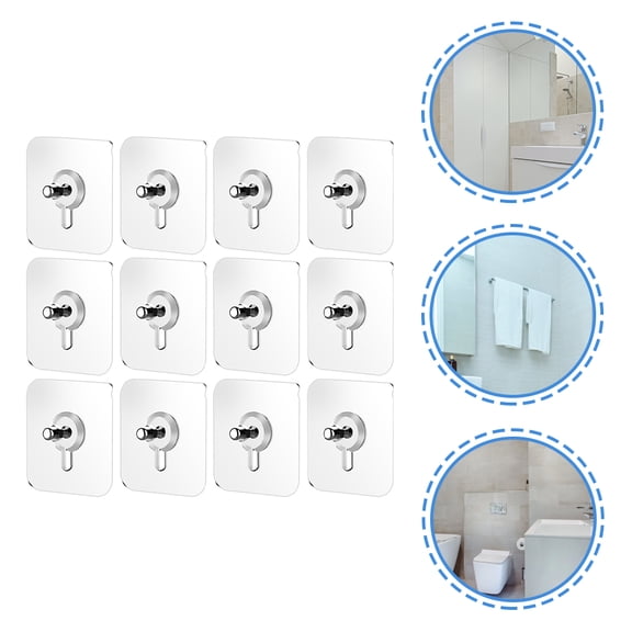 DEMACRIO Screw Sticker Hook Wall Hanger White Acrylic 50Pcs 2.36X2.36X0.31in