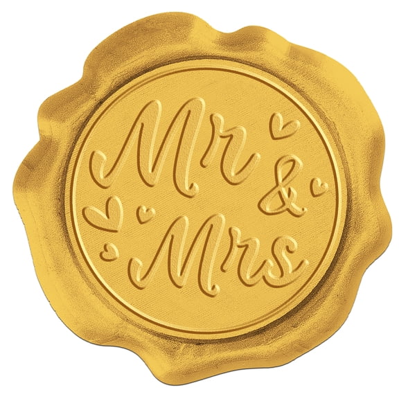 50Pcs Adhesive Seal Stickers Envelope Seal Decoration For Craft Scrapbook DIY Gift Goldenrod Valentine's Day MR MRS Word 30mm for DIY