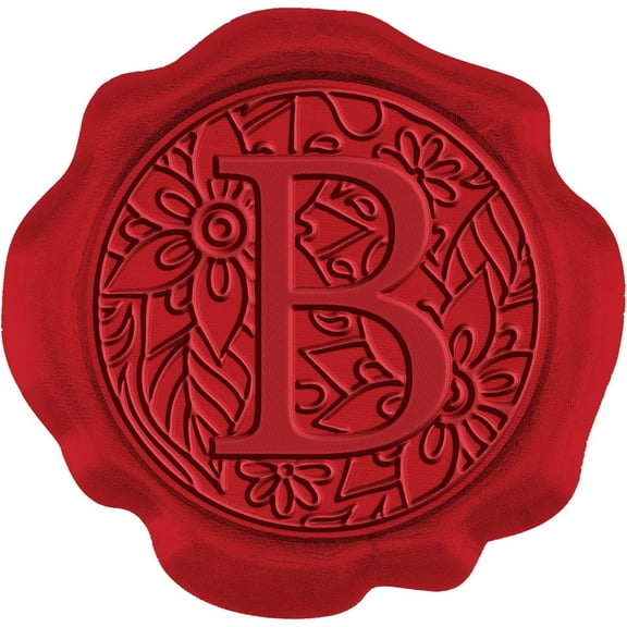 50Pcs Adhesive Wax Seal Stickers Envelope Seal Decoration for Craft Scrapbook DIY Gift with Letter Pattern Dark Red Letter.B 30mm