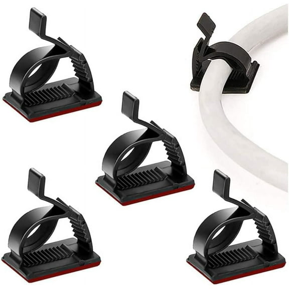 50Pcs Adjustable Cable Management Clips, Adhesive Cable Organizers Sticky Wire Clips Cord Holder for TV PC Ethernet Cable Under Desk Wall Home Office