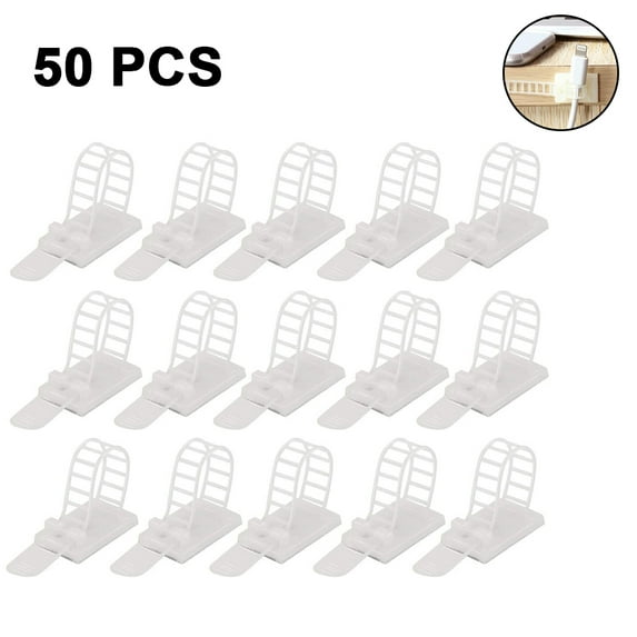 50Pcs Adjustable Self-Adhesive Cable Ties Cord Clamp Extra Screw & Hole Wire Holder, For Home And Office Desk Cord Management