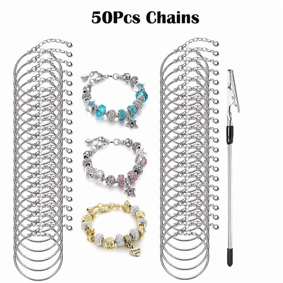 50Pcs Adjustable Snake Chain - DIY Jewelry Making Supplies, Silver & Gold Two-Tone Options