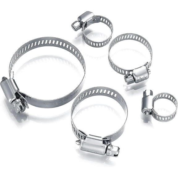 50Pcs Adjustable Stainless Steel Hose Clamps Assortment Kit,  (8-12mm) (10-16mm)(13-19mm)(16-25mm)(19-29mm), Washing Machine, Mechanical，Garden and Automotive Hose Connections,10 pieces per size
