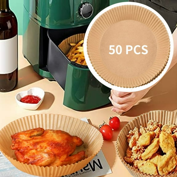 50Pcs Air Fryer Disposable Parchment Paper Liners, Non-Stick Baking Paper Food Grade Oil-Proof, Water-Proof, Cooking Baking Roasting Filter Paper