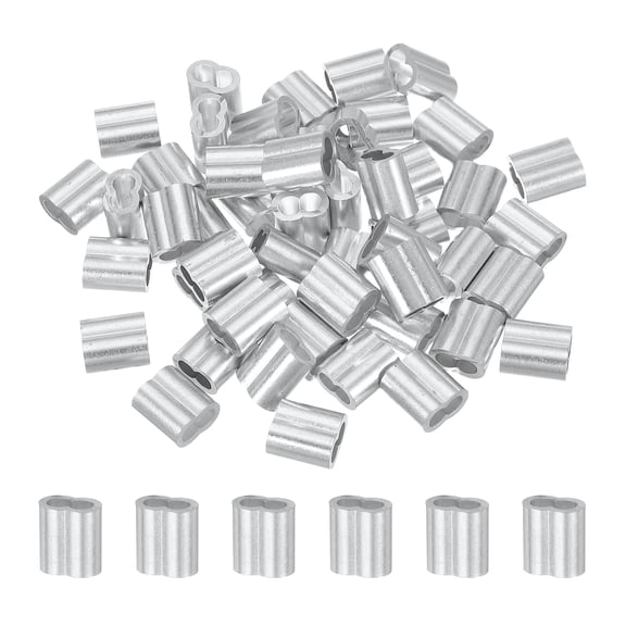 50Pcs 5/32" Aluminum Crimping Loop Sleeve for Wire Rope and Cable, Double Holes
