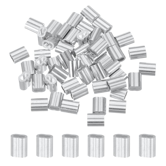 50Pcs 5/64" Aluminum Crimping Loop Sleeve for Wire Rope and Cable, Double Holes