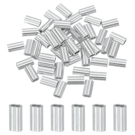 50Pcs 1/32" Aluminum Crimping Loop Sleeve for Wire Rope and Cable, Double Holes