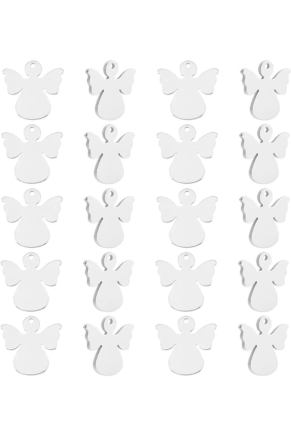 50Pcs Angel Pattern Pendants Angel Charms Stainless Steel Charms Metal Charm Jewelry Making Charms