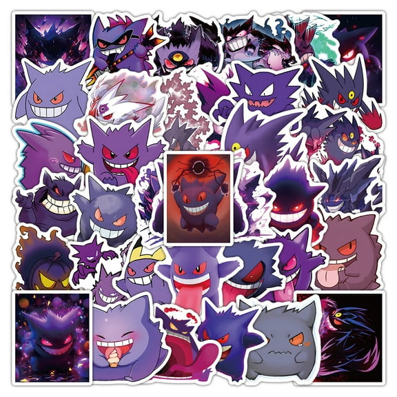 50Pcs Anime Pocket Monster Genger  Decals Popular Classic Anime Stickers Cartoon Waterproof Vinyl Decals for Water Bottle Laptop Guitar Car Luggage Skateboard Manga Gifts for Teens (Gengar)