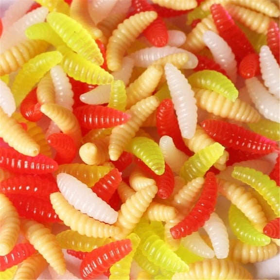 50Pcs Artificial Maggots Soft Lures Fishing Baits Earthworms Baits for Freshwater