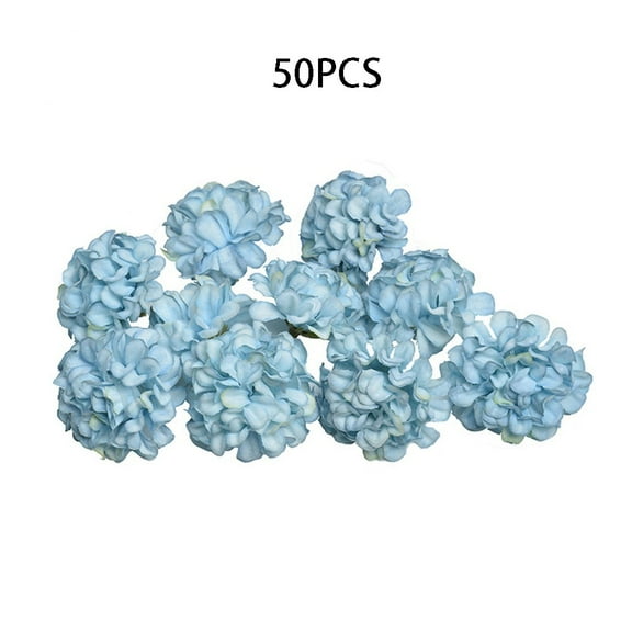 50Pcs Artificial Silk Floral Flower Head Hydrangea Wedding Party Decor Craft Diy For Embellishing Clips, Headbands, Hats, Cloth