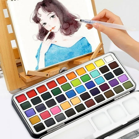 50Pcs Assorted Watercolor Paints Set, TSV Travel Watercolor Kit with Water Brushes & Mixing Palette