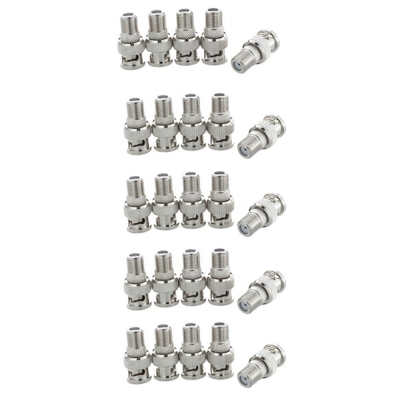 50Pcs BNC Male Plug to F Female Jack Adapter Coax Connector Coupler CCTV Camera,50 x F Female to BNC Male Jack Adapter,Silver