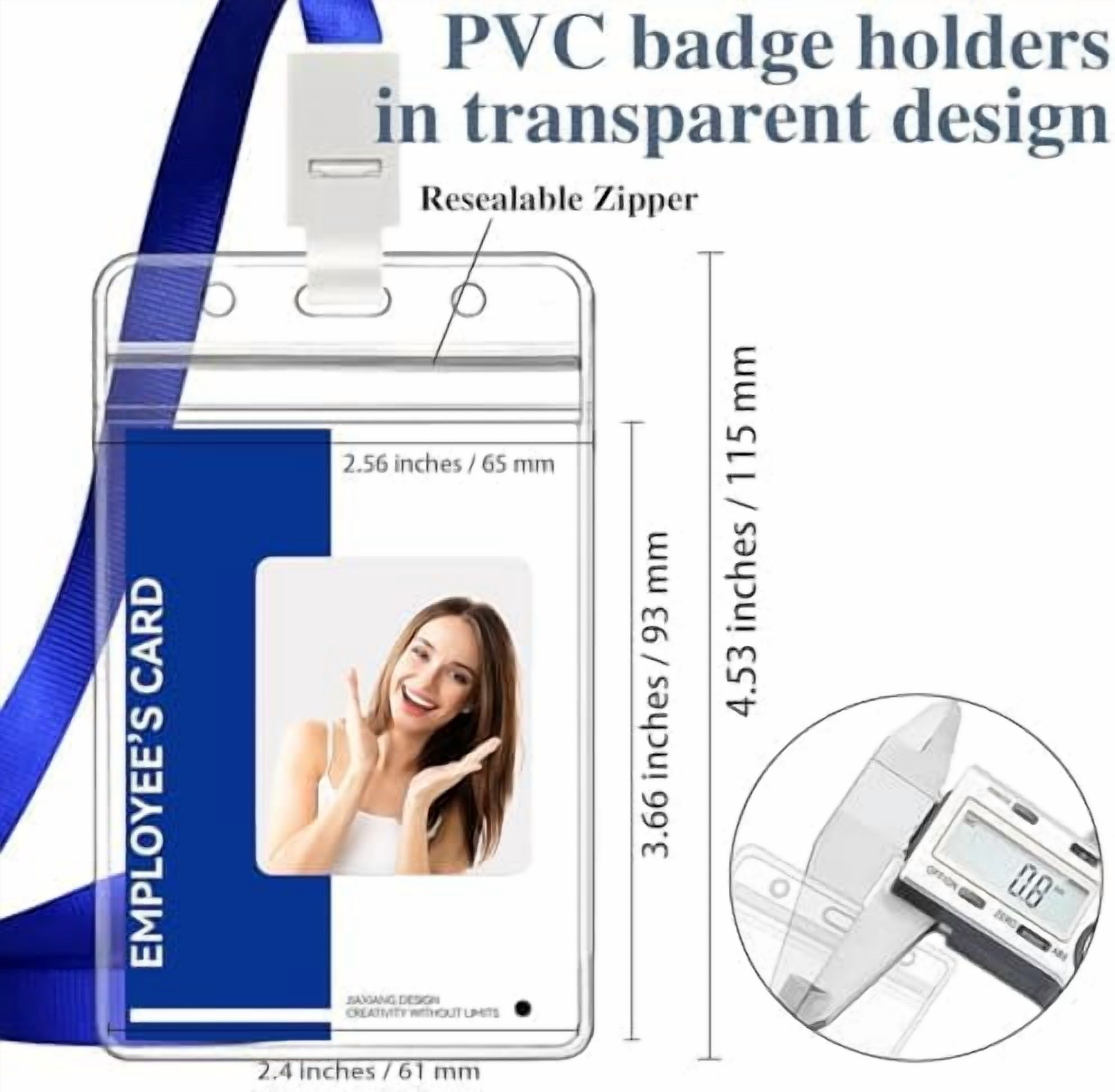 50Pcs Badge Holder, Extra Thick ID Card Name Badge Holder, Vertical Name tag Holder with Waterproof Type Resealable Zip