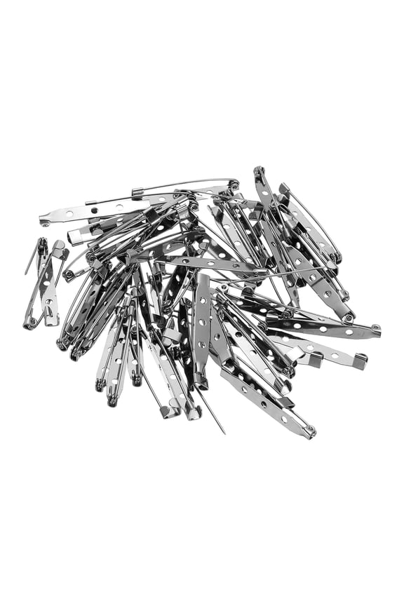50Pcs Badge Pins, 40mm Safety Pins Bar Badge Pins Name Tag Pin Bulk Flat Back Strips Small for Clothes DIY Crafts, Black