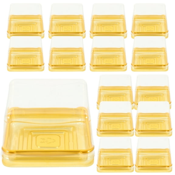 DRAFIDEEP Golden ABS Dessert Boxes with Clear Dome Cover for Home Use and Food Storage 50 Pieces