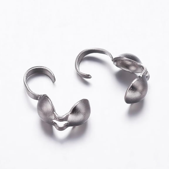 50Pcs Bead Tips 304 Stainless Steel Calotte Ends Smooth Surface Open Knot Cover for Jewelry Making DIY Findings Crafts and Decorations