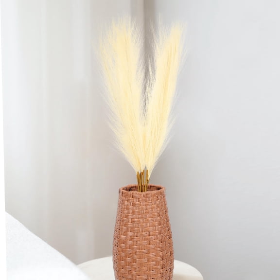 50Pcs Beige Faux Pampas Grass Artificial Reed Decors for Photo Shooting and Home Decor