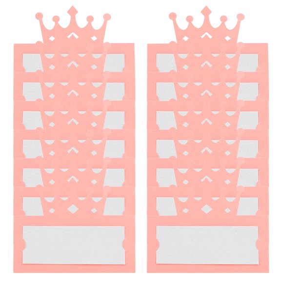 50Pcs Birthday and Wedding Table Tent Cards Pink Paper Place Cards with Unique Crown Design for Home Use