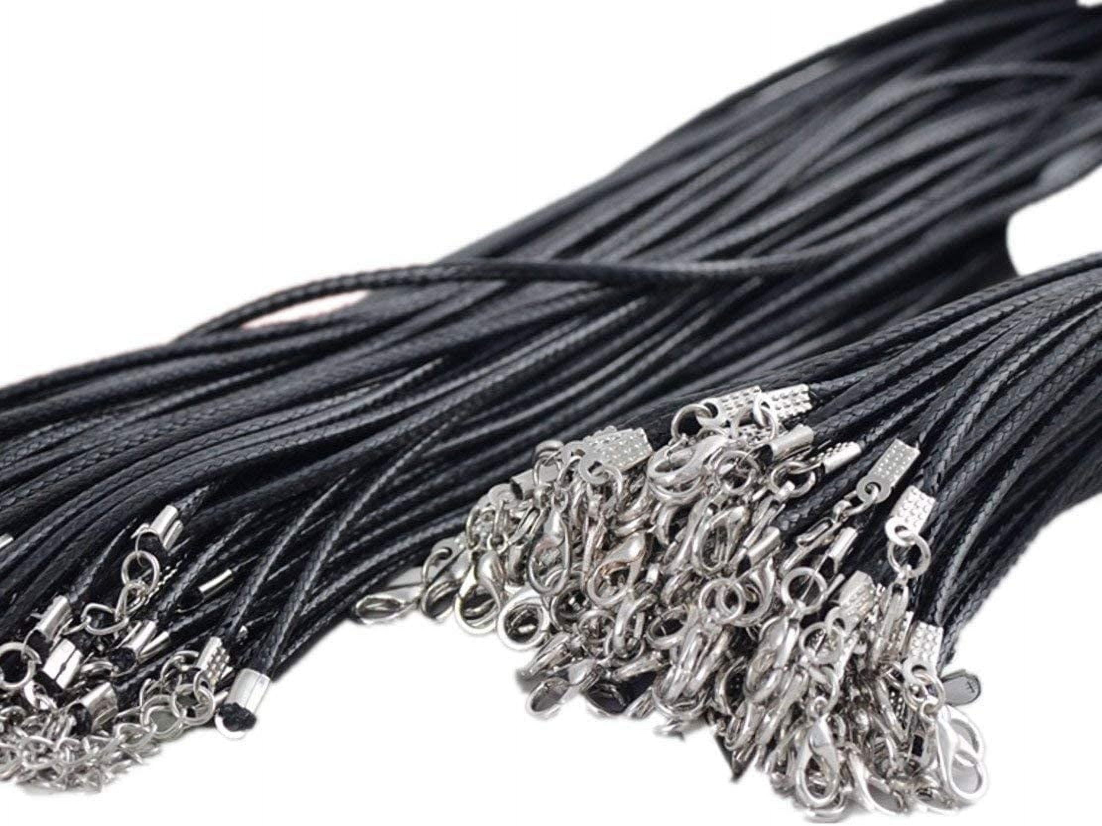 50Pcs Black Braided Leather Cord Rope Necklace Chain with Lobster Claw ...