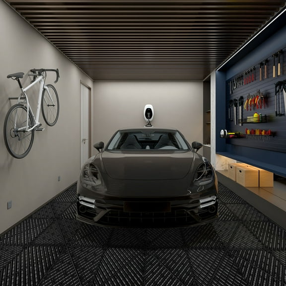 50Pcs Black Gray Pack Garage Tile 15.75*15.75" Interlocking Garage Flooring Mats