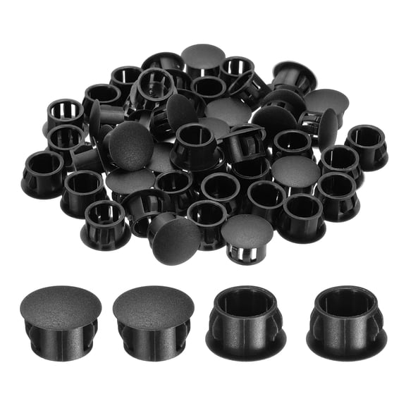 50Pcs Black Hole Plugs, 13mm / 0.51" Plastic Snap in Locking Screw Hole Cover Flush Mount Panel Plugs for Chair / Table / Furniture Cabinet