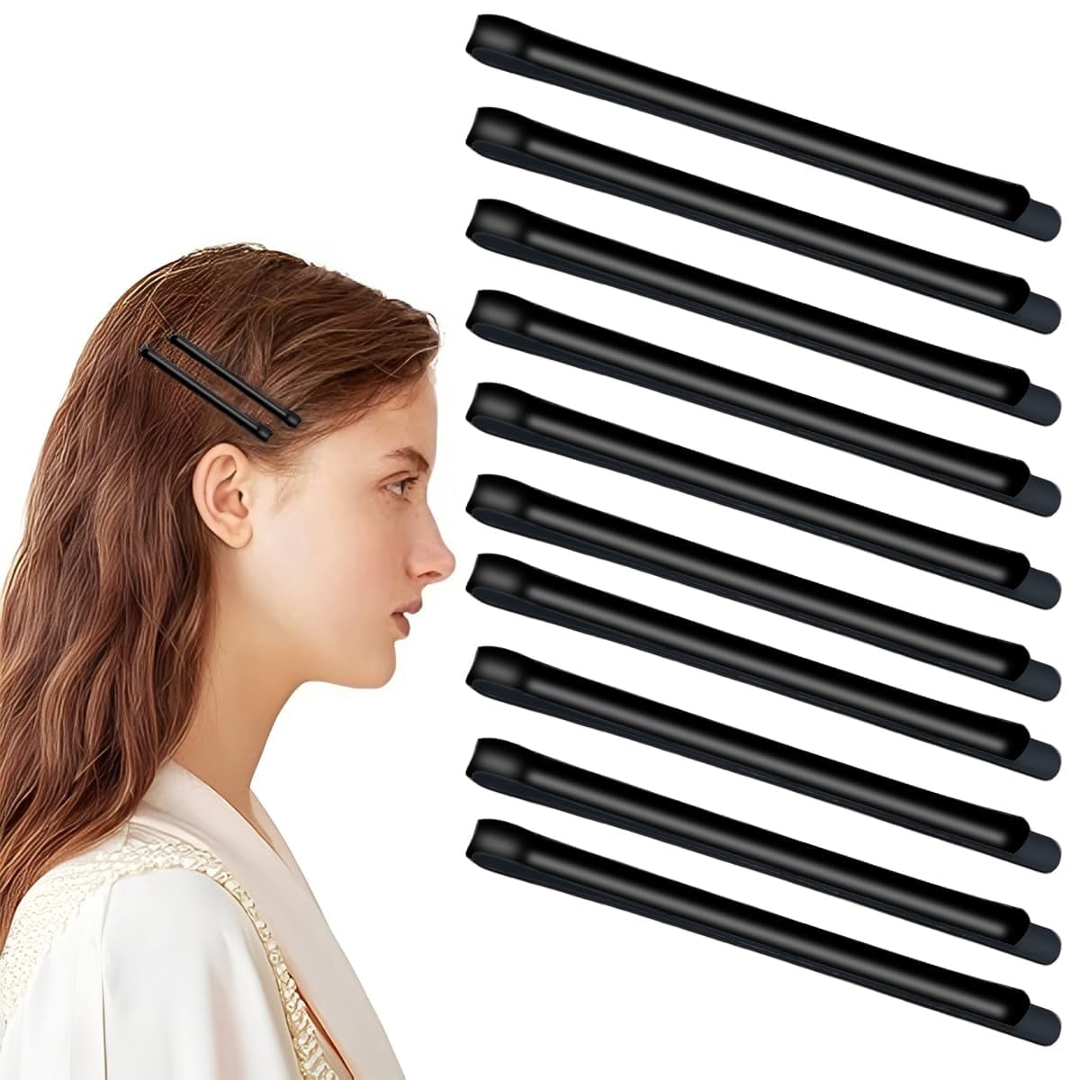 50Pcs Black Jumbo Bobby Pins Glossy Metal Hair Clips Hair Pin Bobby-pins Hairpins Hair Accessories for Women Thick Long Updo Hair Style
